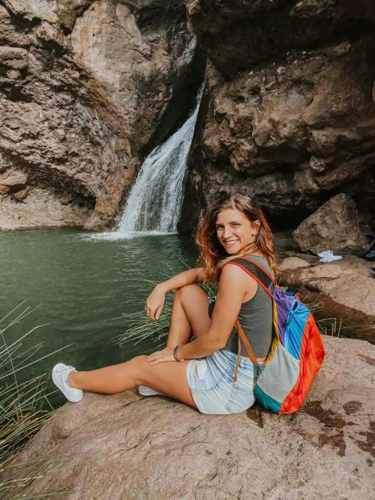 girl at waterfall gran canaria